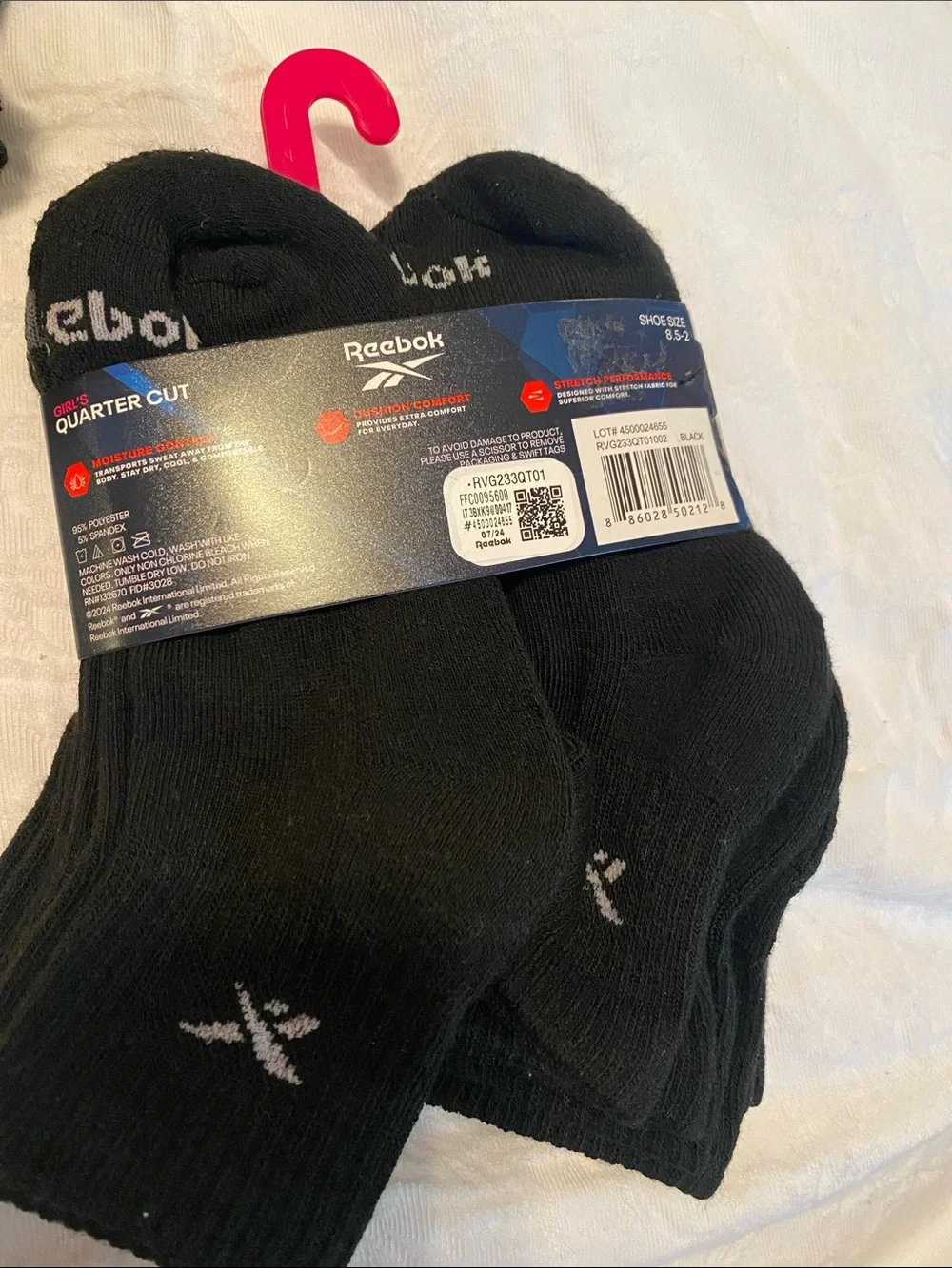 Reebok Performance Girls Quarter Cut 6 pack Socks